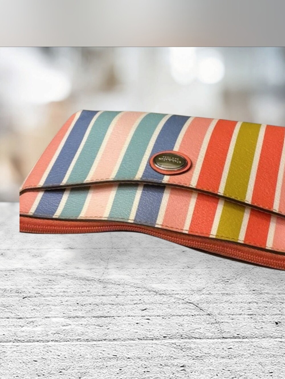 Coach Peyton Multicolor Striped Medium Wristlet with Strap & Hangtag - Picture 4 of 9